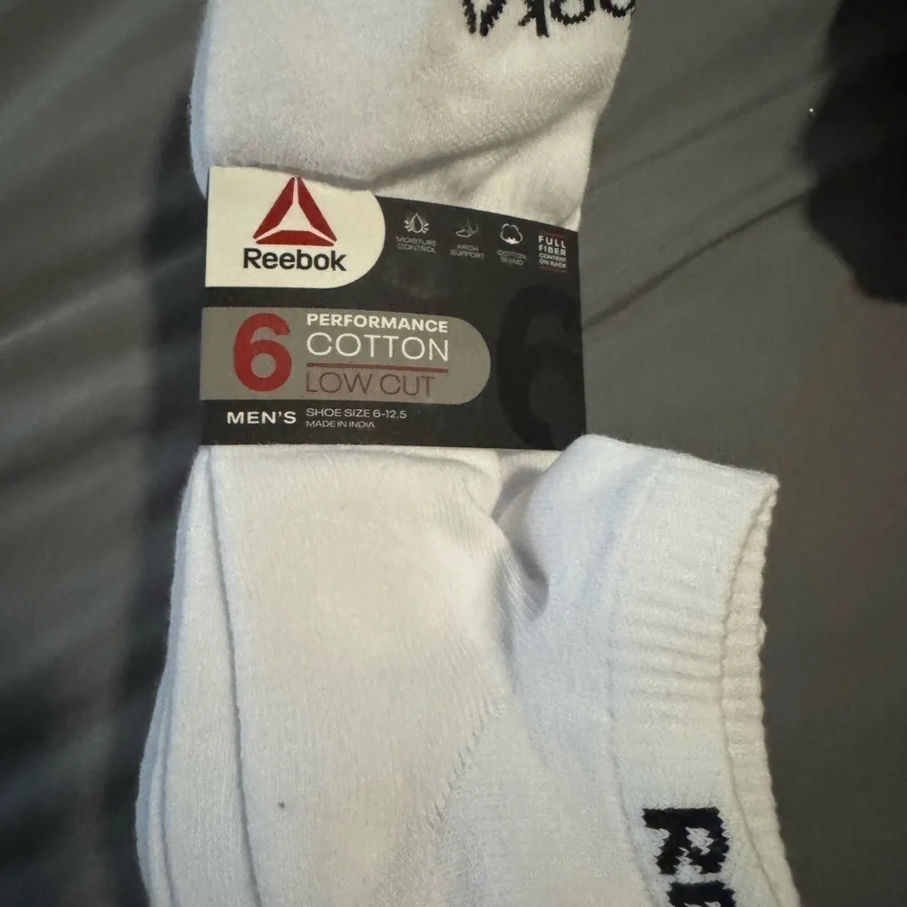 Reebok Men's Performance Cotton Blend Low Cut Socks, 6-Pack
